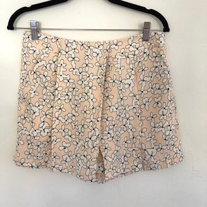 Pink Floral High Waisted Silk Shorts